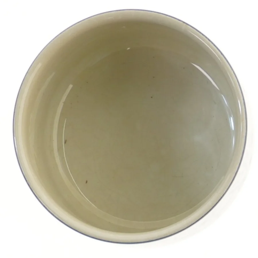 Keramik krukke med trælåg fra Knabstrup (str. Ø 13x8,5 cm)