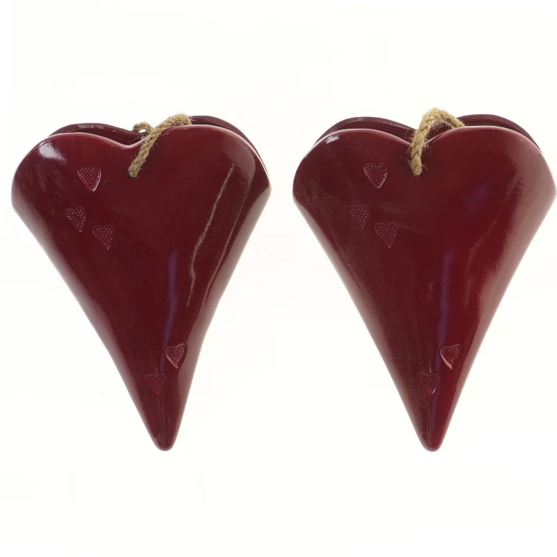 Røde hjerteophæng (str. 2 styk, 26x20x10 cm)