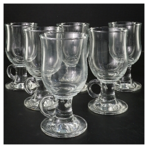 Kaffekrus i glas med hank, sæt af 6 (str. 6 stk Ø 7,5 cm længde 14,5 cm)