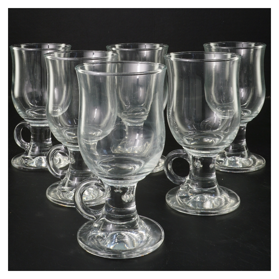 Kaffekrus i glas med hank, sæt af 6 (str. 6 stk Ø 7,5 cm længde 14,5 cm)