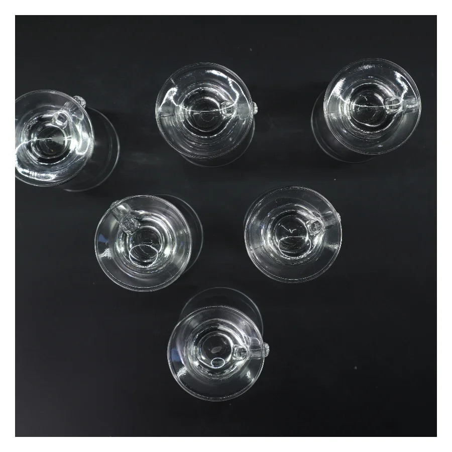 Kaffekrus i glas med hank, sæt af 6 (str. 6 stk Ø 7,5 cm længde 14,5 cm)