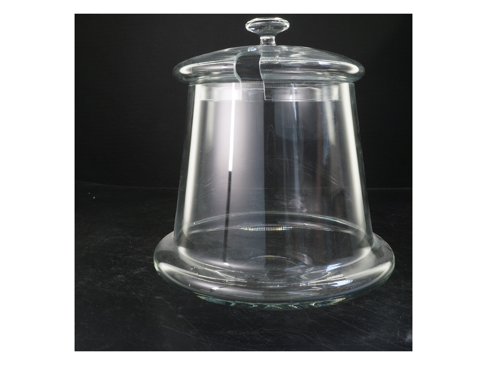 Glasbeholder med låg (str. Ø, 24 cm x 20 cm)