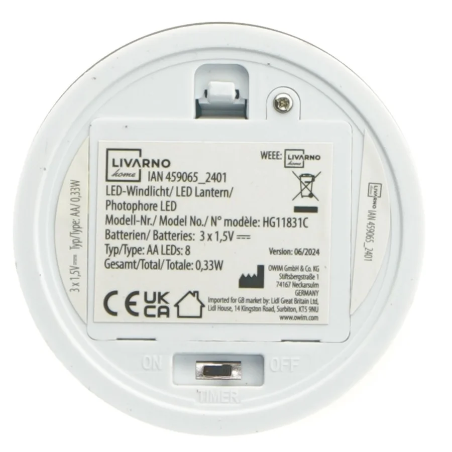 LED lygte fra Livarno Home (str. Ø 9 cm højde 15 cm)