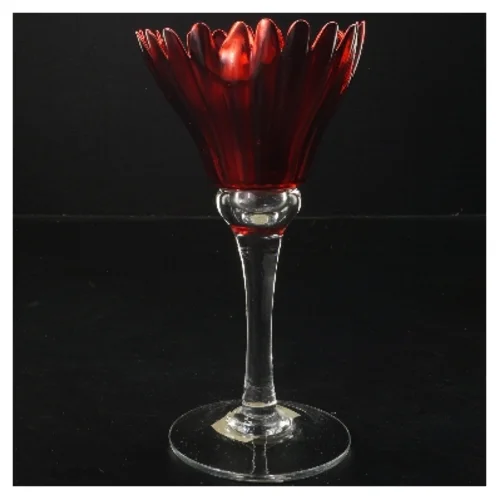 Rød glaslysestage fra Krifon (str. 11x20 cm)