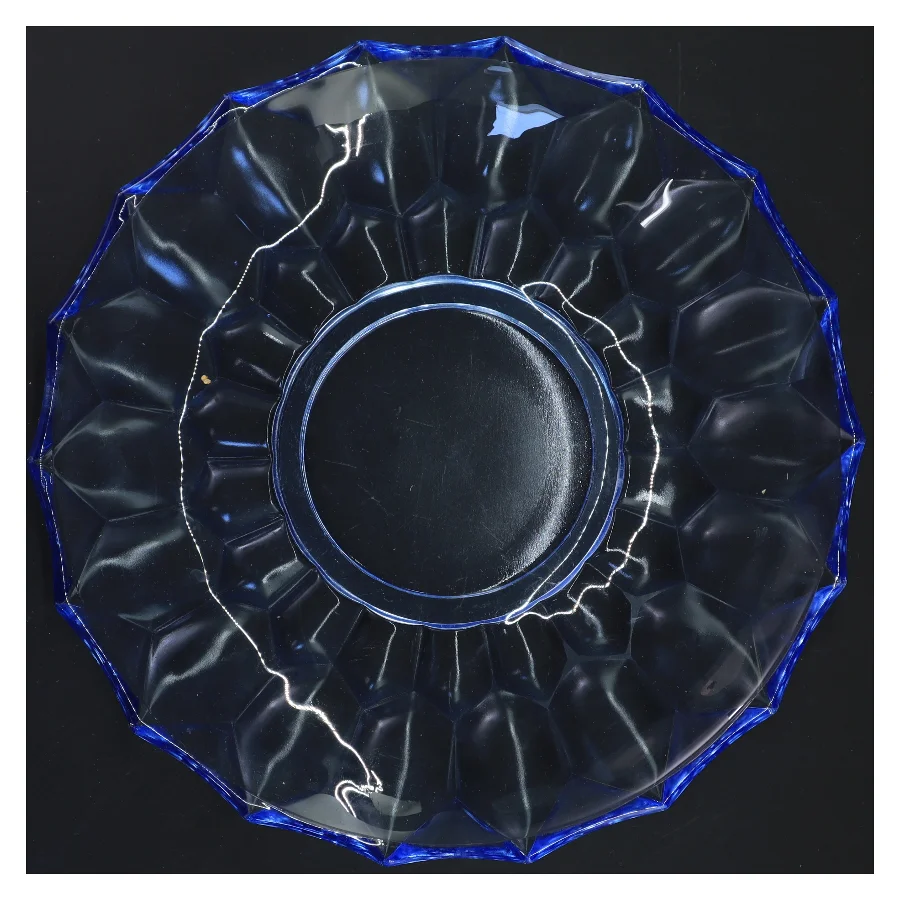 Blåt glasfad (str. Ø 27 cm)