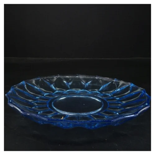 Blåt glasfad (str. Ø 27 cm)