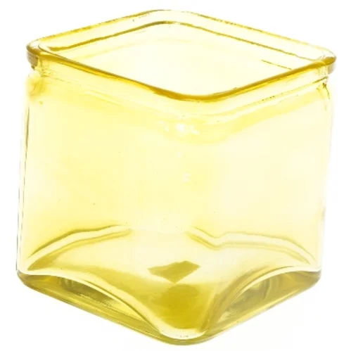 Gul glasvase 12x12x12 cm (str. 12x12x12 cm)