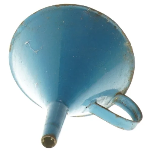 Blå metaltragt, madam blå emalje (str. Ø 12,5x15 cm)