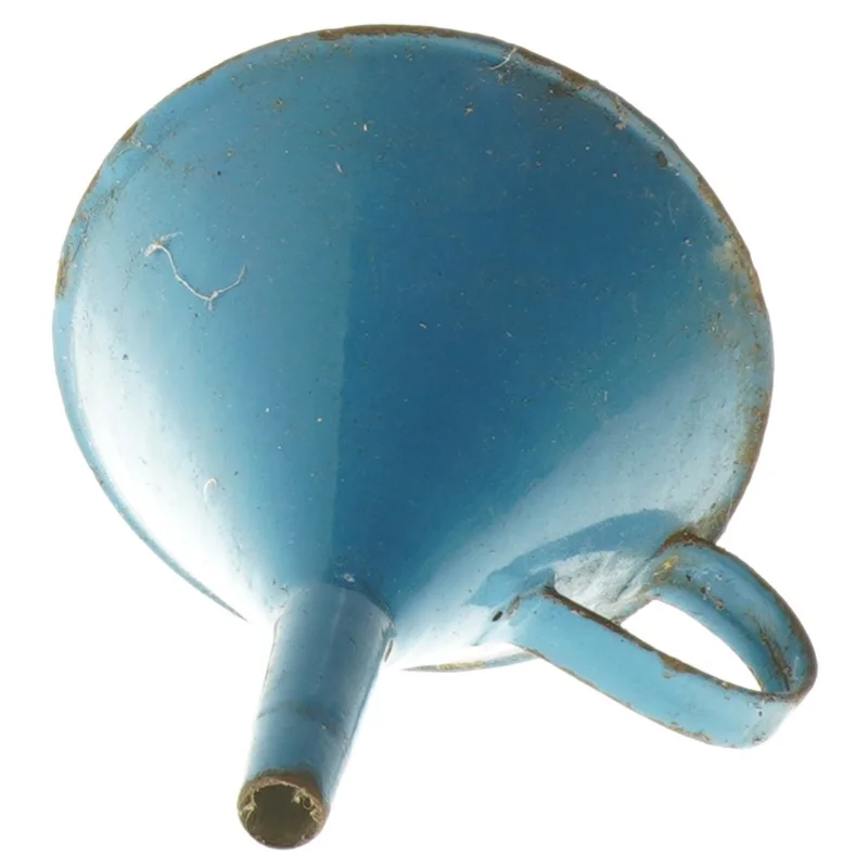 Blå metaltragt, madam blå emalje (str. Ø 12,5x15 cm)