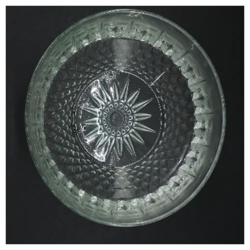 Glas skål med mønster (str. Ø 20 cm)