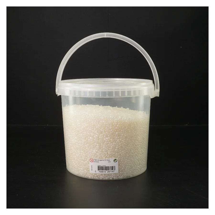 Spand med glaspartikler fra Sandfactory (str. 2,5L, 2,5-4 mm)