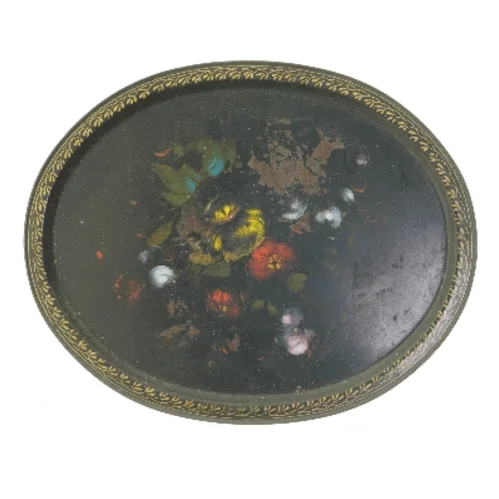 Oval bakke med blomsterdesign (str. 50,5x40,5 cm)