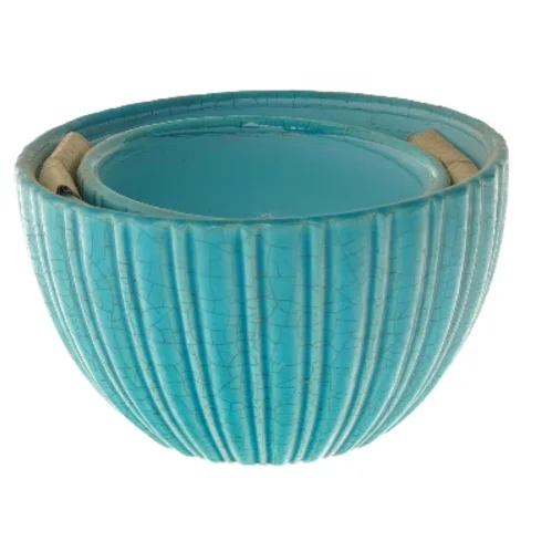 Turkis keramiske skålesæt (str. Ø 15 & 20 & 17,5 cm)