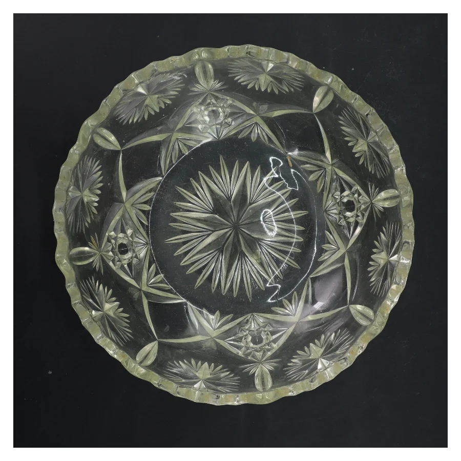 Glas skål med mønster (str. Ø 22,5 cm)