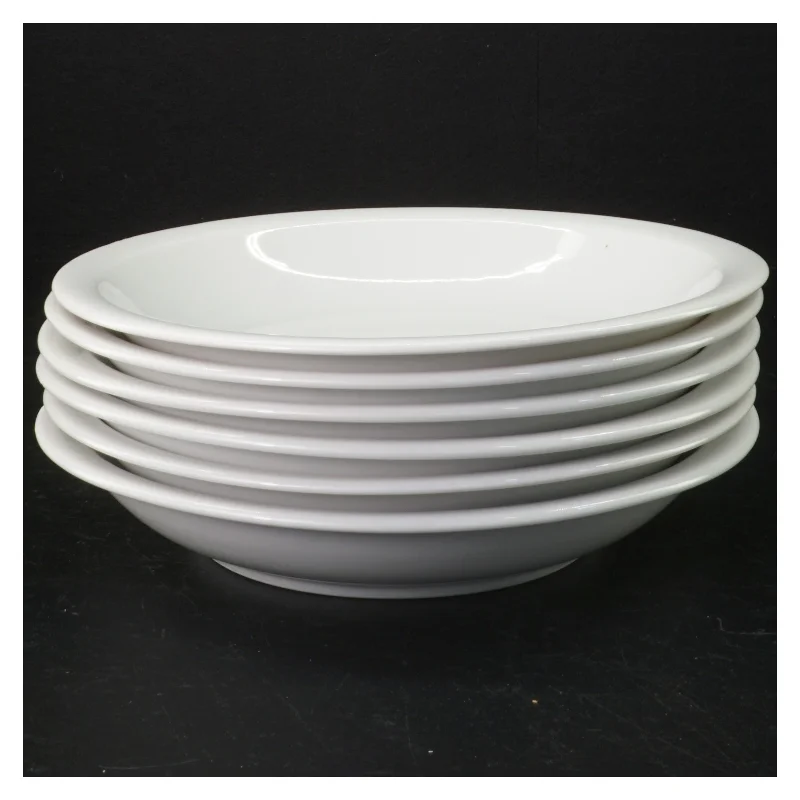 6 pastatallerkener/dybe tallerkener, hvidt porcelæn (str. 20 cm)