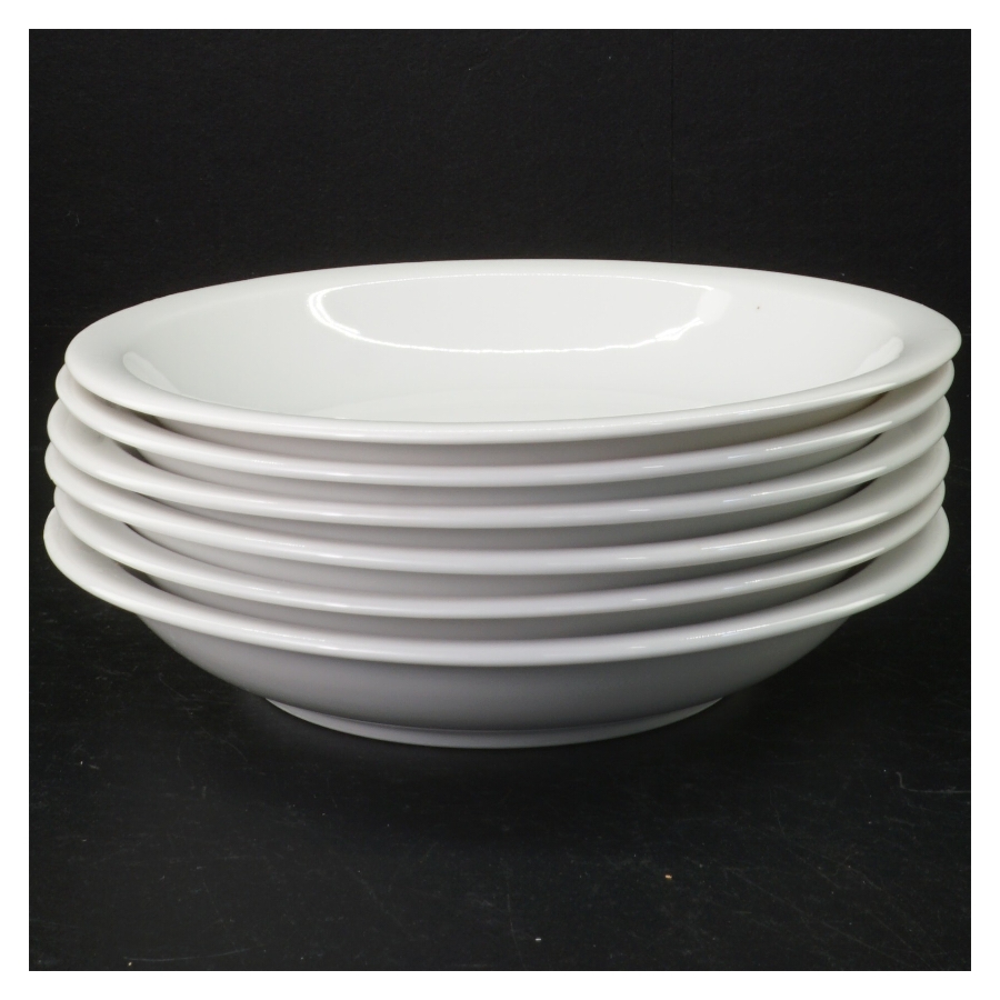 6 pastatallerkener/dybe tallerkener, hvidt porcelæn (str. 20 cm)