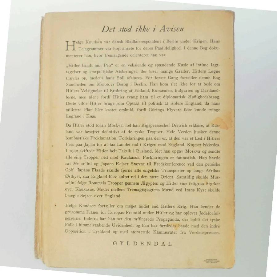 Hitler Bandt Min Pen bog fra Gyldendal