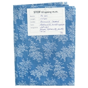 Let bomuldslærred, mellemblå, hvidt mønster (86 cm x 170 cm)