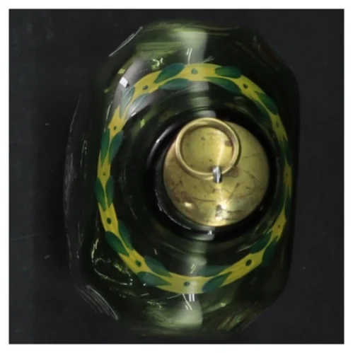 Dekoreret grøn glasflaske fra Jægerspris Slot (str. 19 cm)