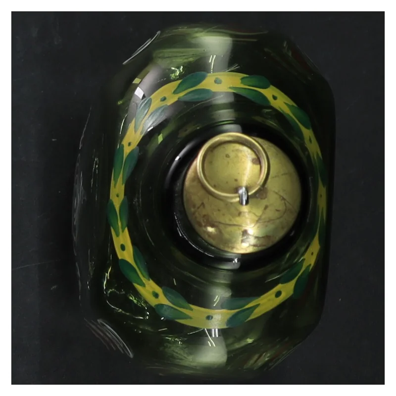 Dekoreret grøn glasflaske fra Jægerspris Slot (str. 19 cm)