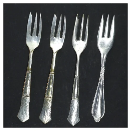 4 kagegafler, 2-tårnet sølvplet(str. 14 cm)