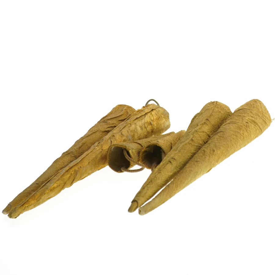 6 store, håndlavede kræmmerhuse med forgyldt stof (40 cm) 