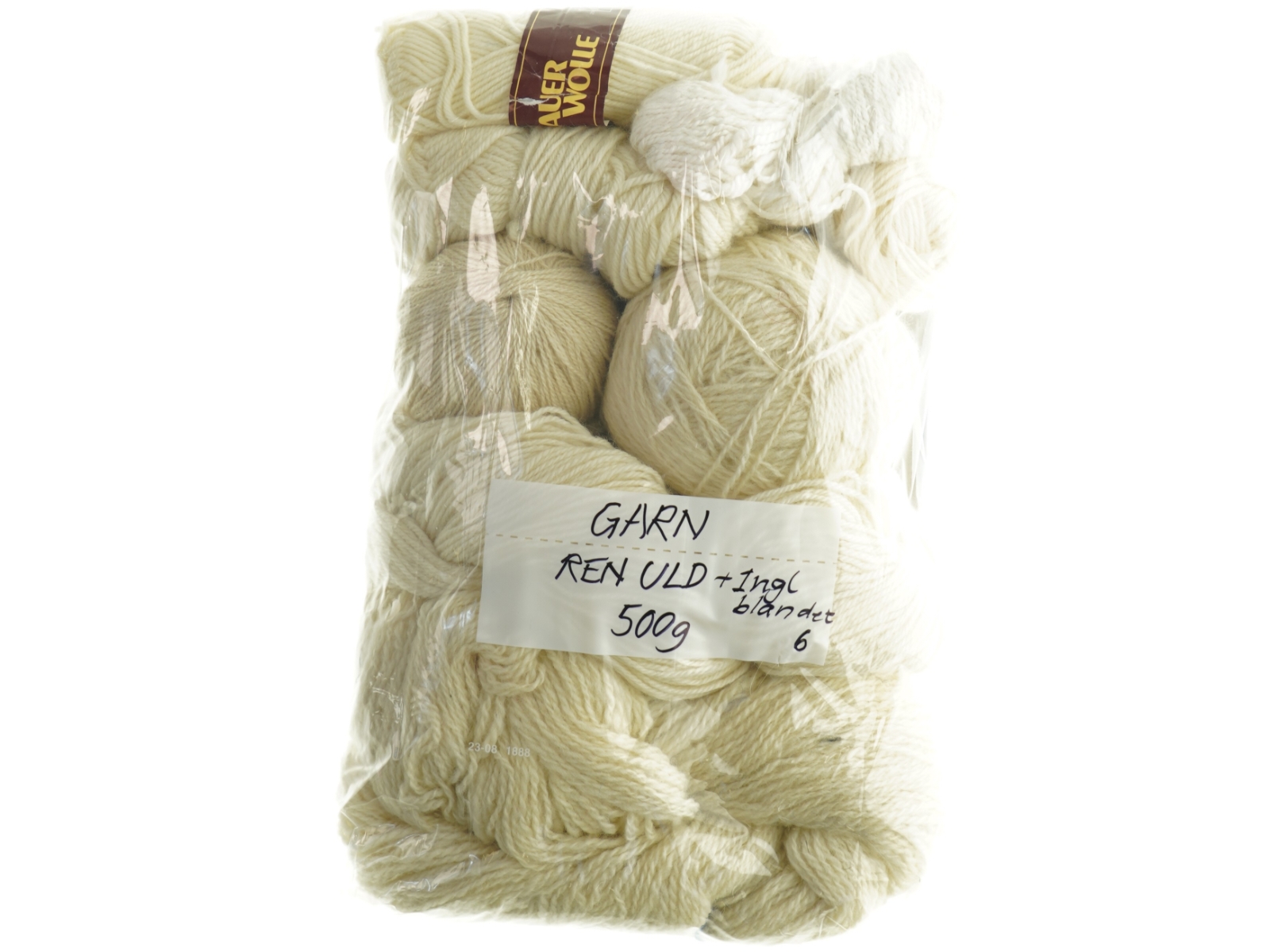 Garn i ren uld (et ngl blandet), råhvid (500 gram)