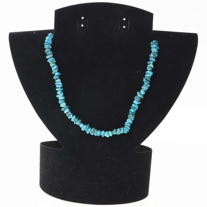 Turkis perlehalskæde (str. 39 cm)