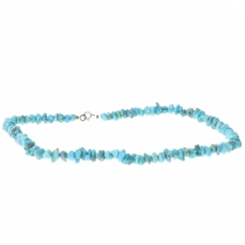 Turkis perlehalskæde (str. 39 cm)