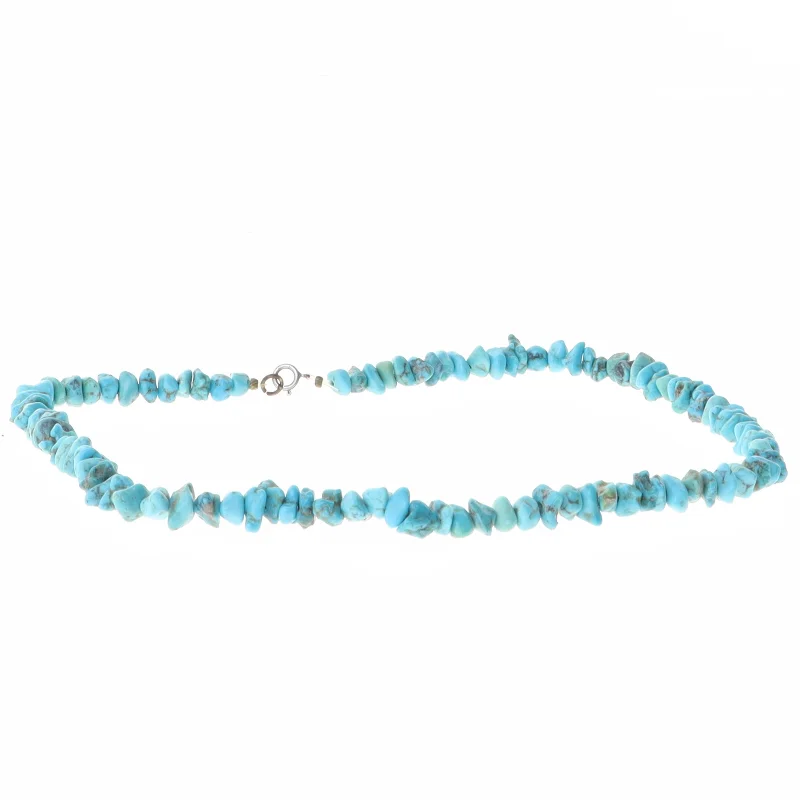 Turkis perlehalskæde (str. 39 cm)