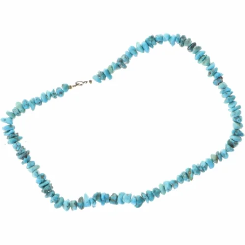 Turkis perlehalskæde (str. 39 cm)