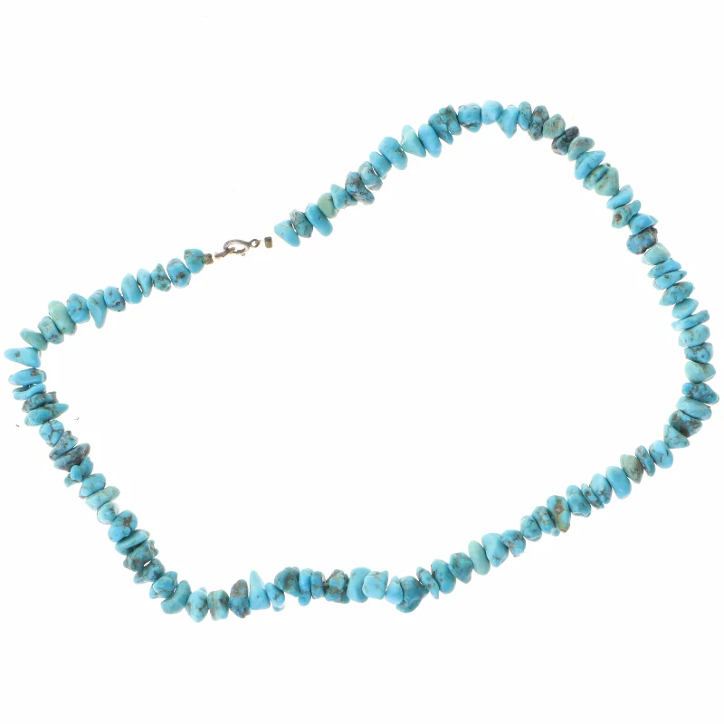 Turkis perlehalskæde (str. 39 cm)