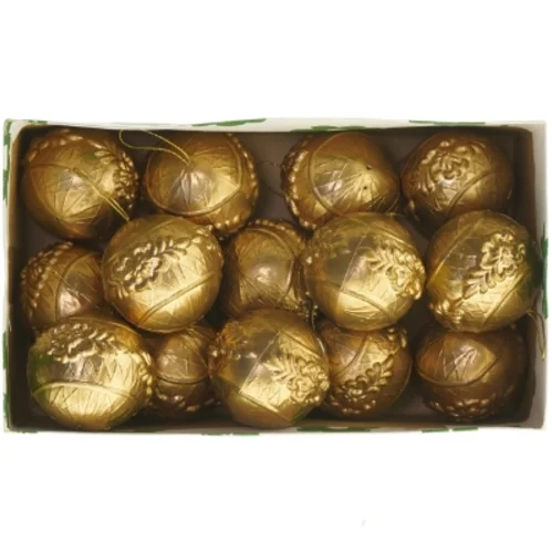 14 store juletræskugler i guld