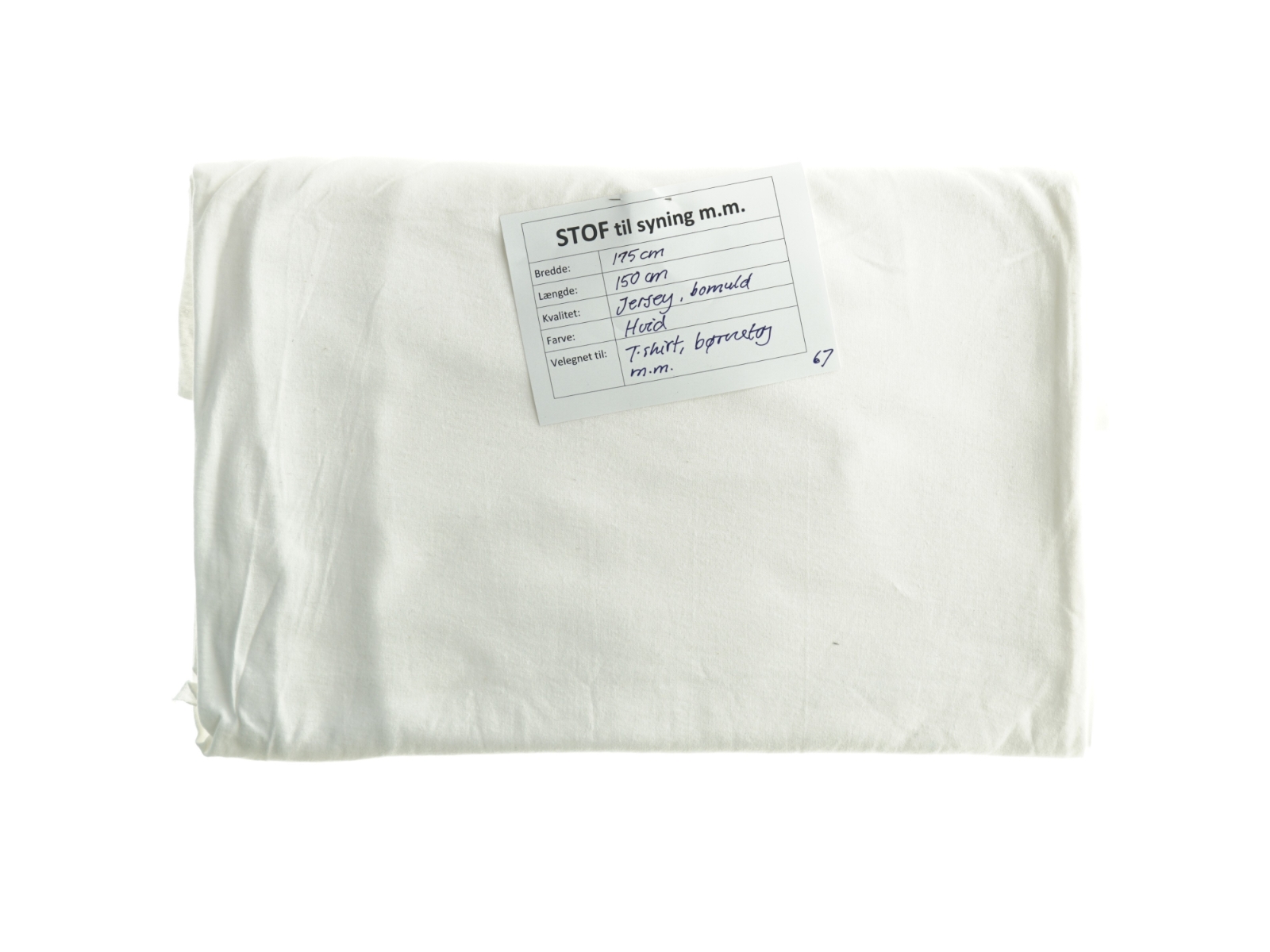 Jersey-stof, bomuld, hvidt (175 cm x 150 cm)