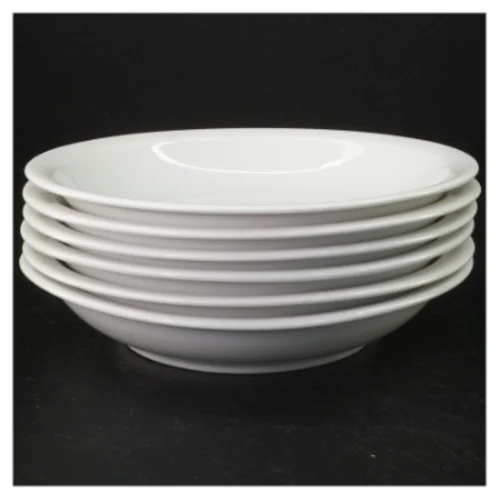 6 pastatallerkener/dybe tallerkener, hvidt porcelæn (str. 20 cm)