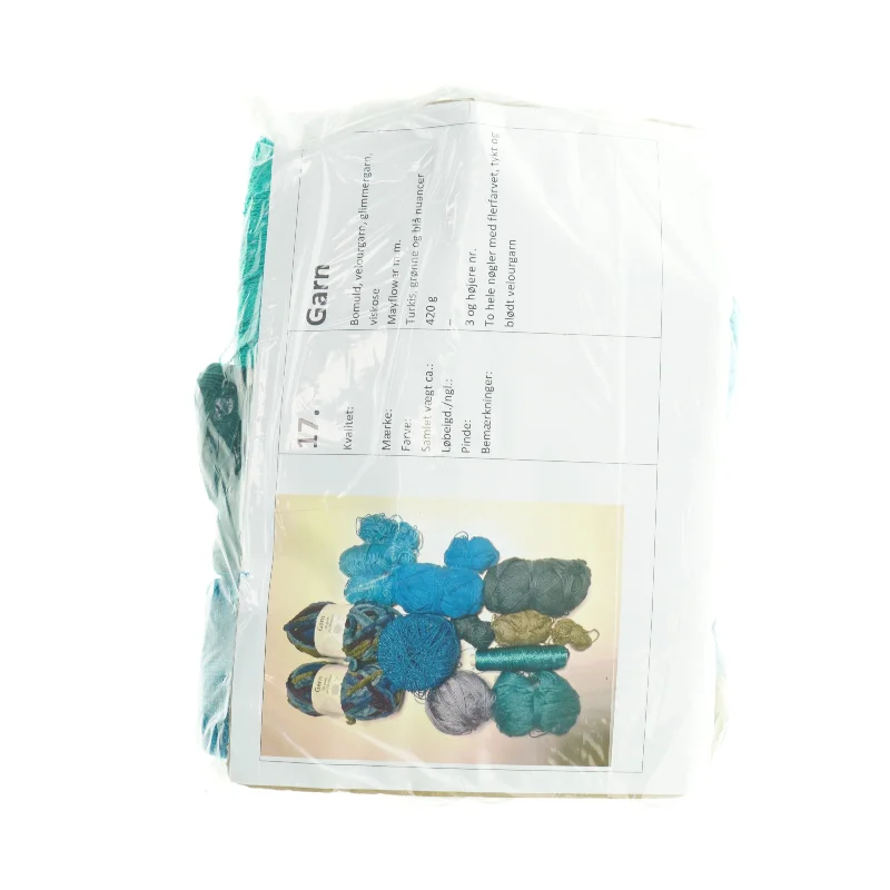 Garnpakke i blandede blå og grønne nuancer (420 gram)