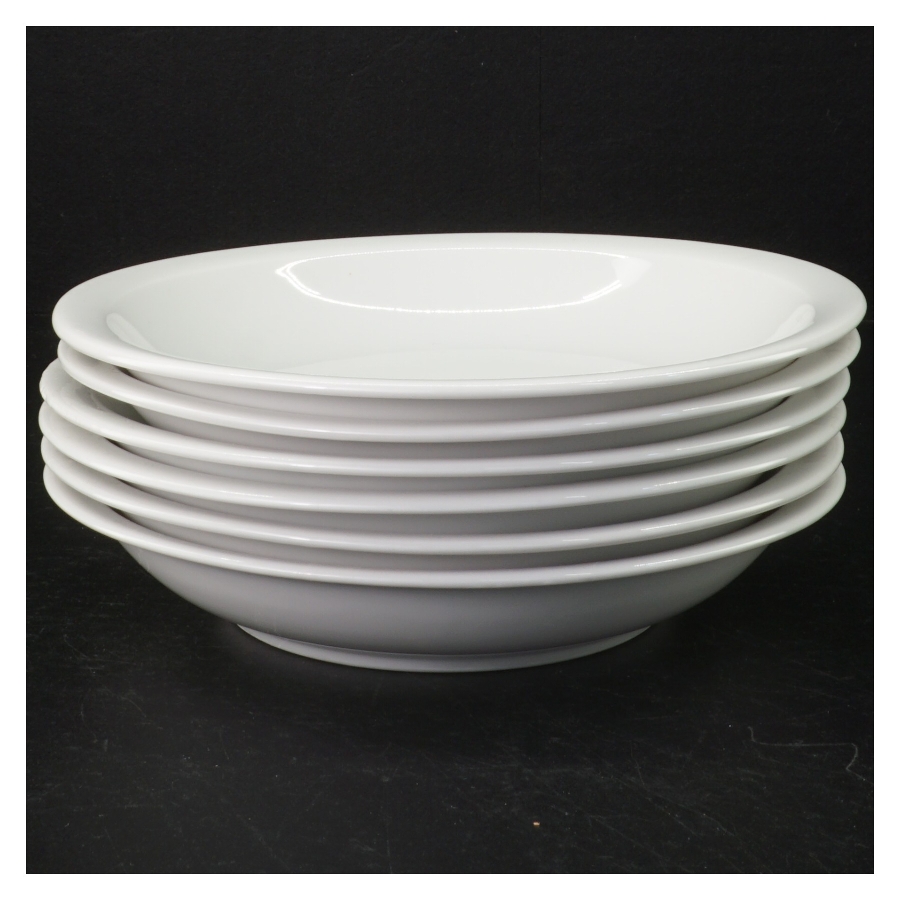 6 pastatallerkener/dybe tallerkener, hvidt porcelæn(str. 20 cm)