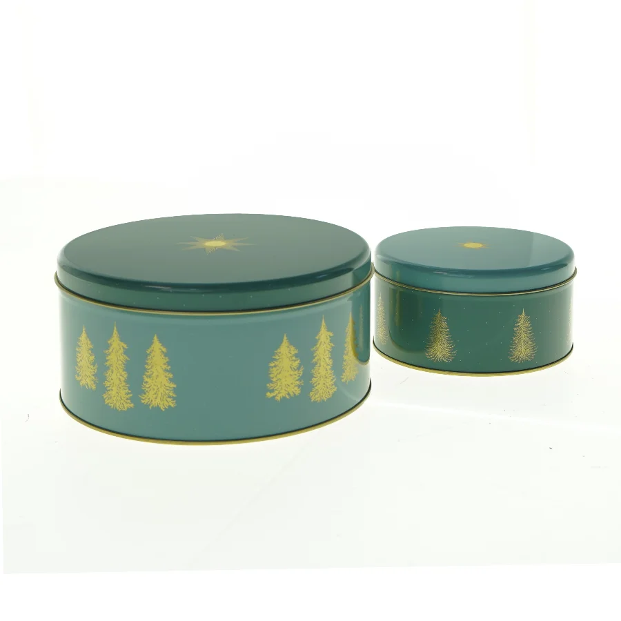 Dekorative dåser med stjernemotiv fra Søstrene Grene (str. 18 x 8 cm og 12 x 6 cm)