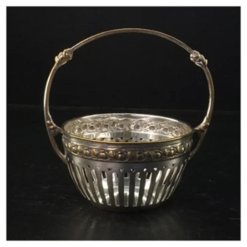 Sølvplet kurv med håndtag (str. 16 x 16 cm)