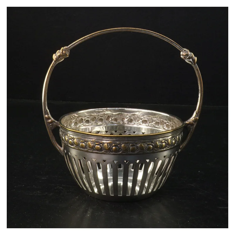 Sølvplet kurv med håndtag (str. 16 x 16 cm)