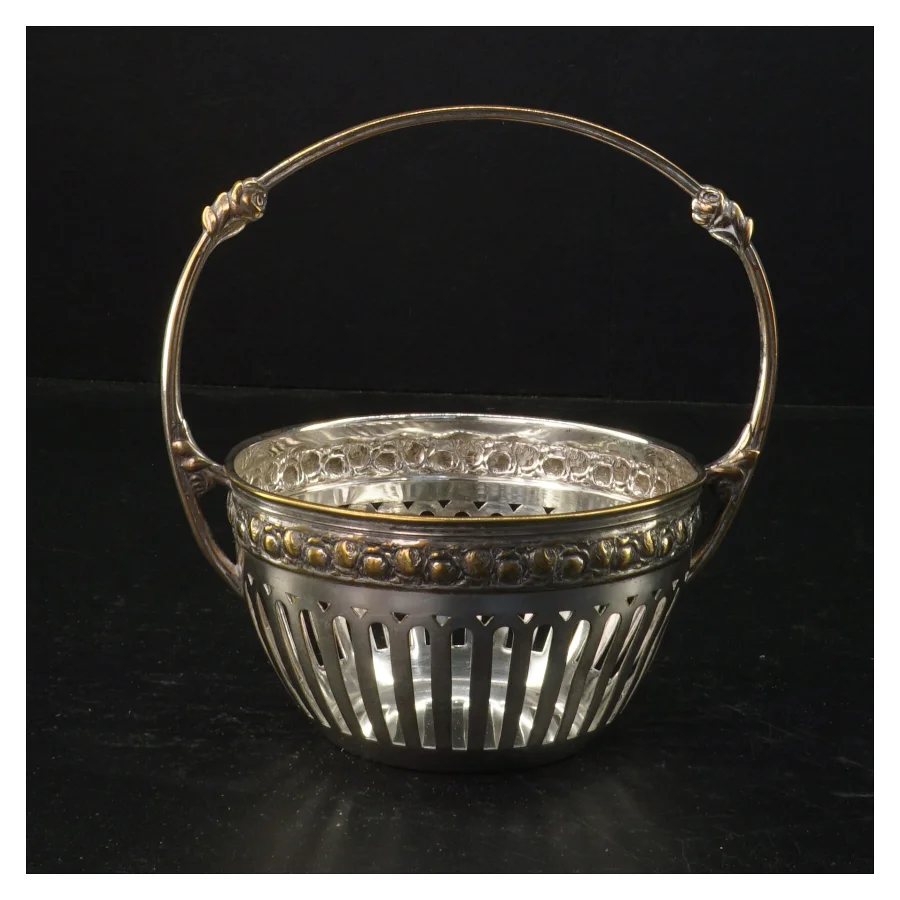 Sølvplet kurv med håndtag (str. 16 x 16 cm)