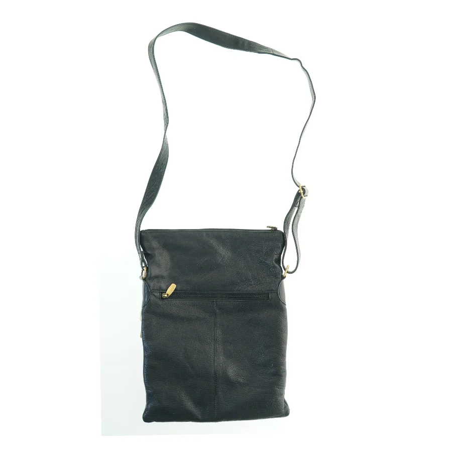 Sort skuldertaske i blødt læder (str. 38x30 cm)