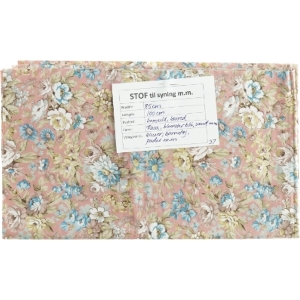 Blomstret bomuldsstof (85 x 100 cm)