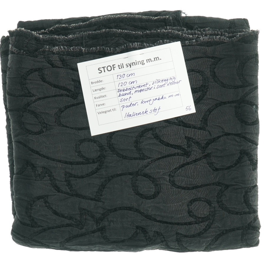 Stof, sort jacquard (130 x 120 cm)