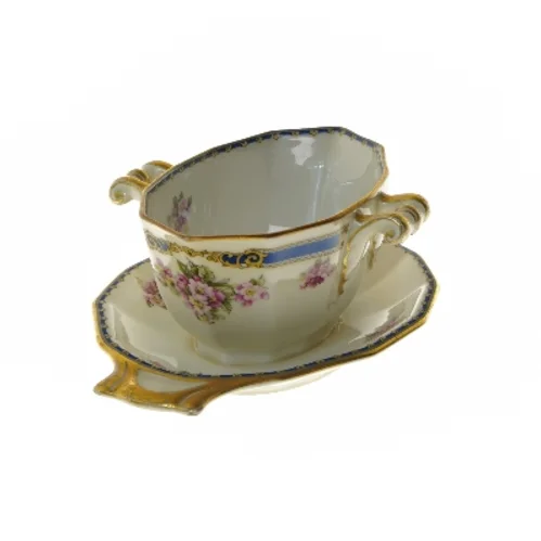 Smuk sauceskål med underskål, Schlaggenwald(str. Ø 26x Ø 15x8 cm)