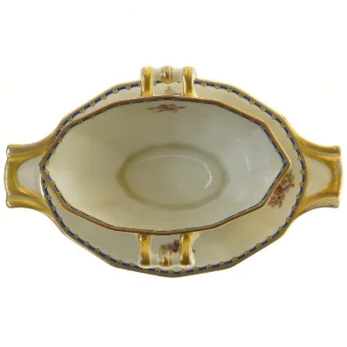 Smuk sauceskål med underskål, Schlaggenwald(str. Ø 26x Ø 15x8 cm)