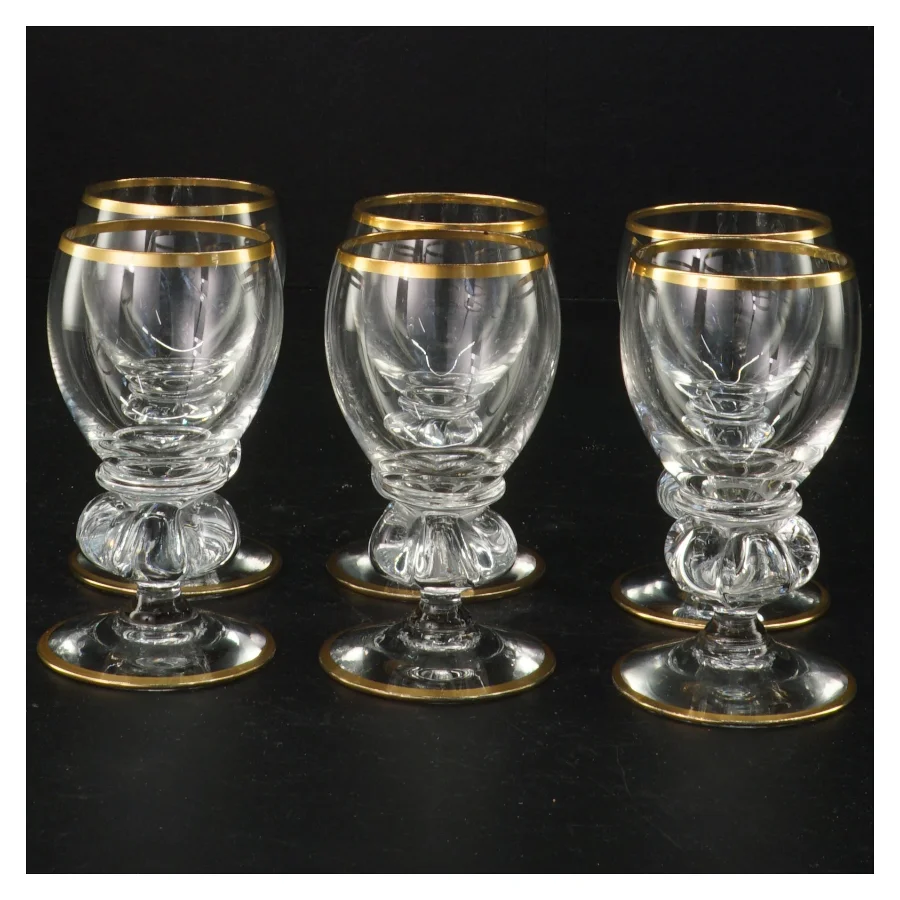 Gisselfeld portvinsglas med guldkant fra Holmegaard (str. 9,5 x 5 cm)