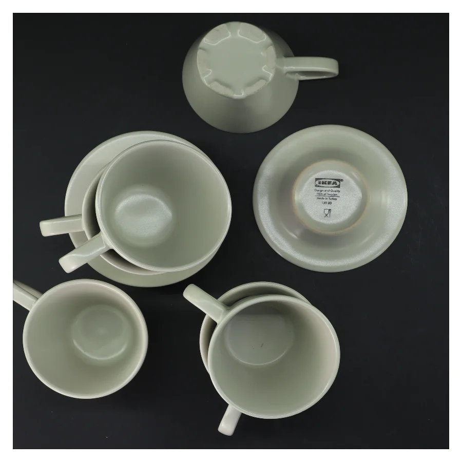 6 kaffekopper med underkopper fra IKEA (str. 6 stk Ø 8,5 & 11 cm)