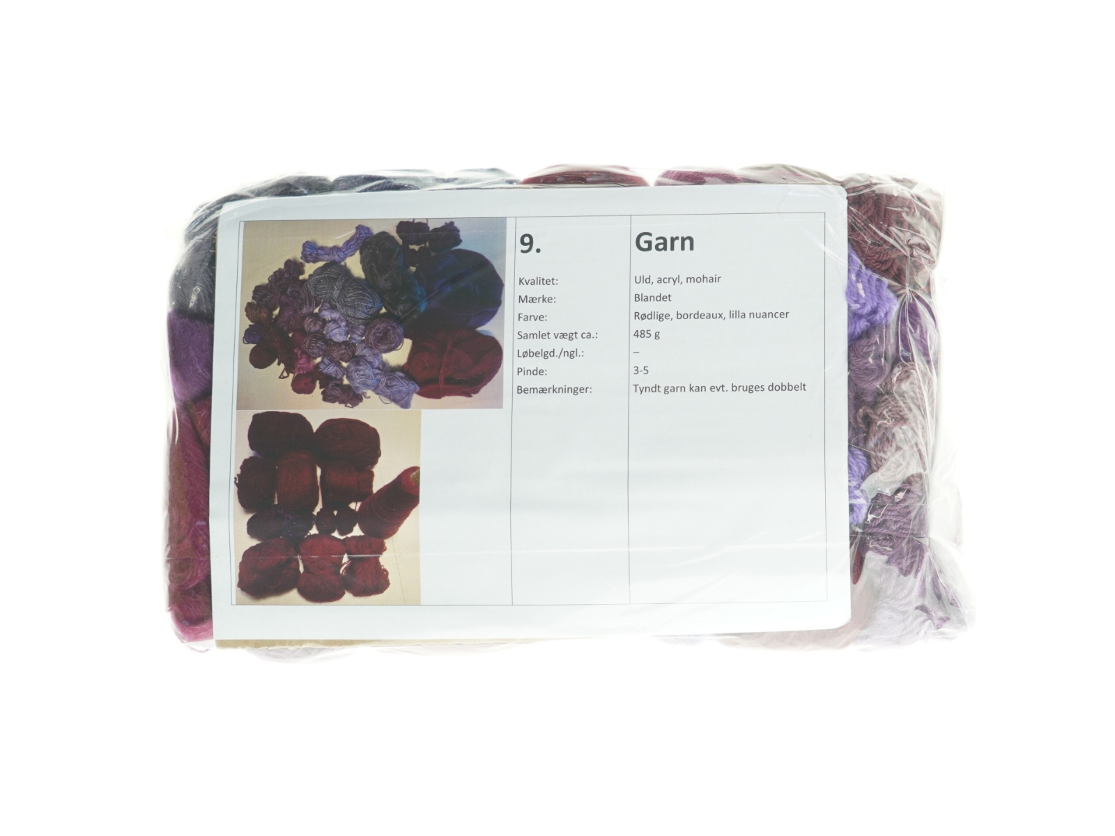Garn, uld, acryl, mohair (485 gram)