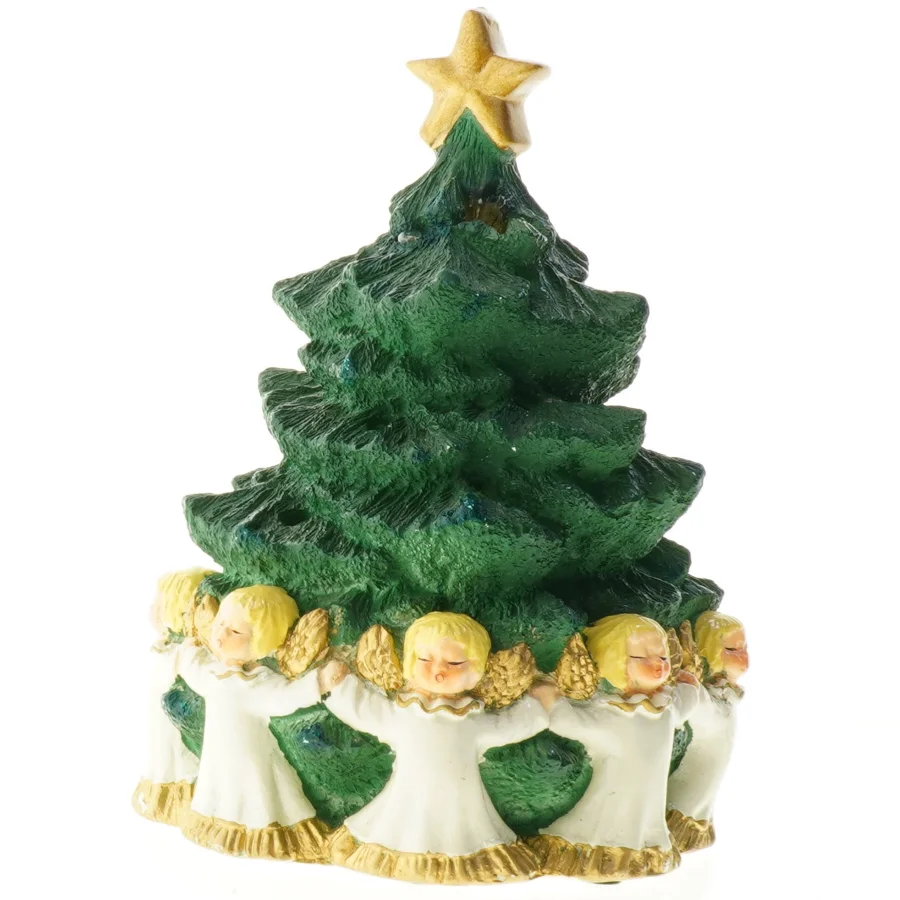 Juletræ med engle, keramik, til lys